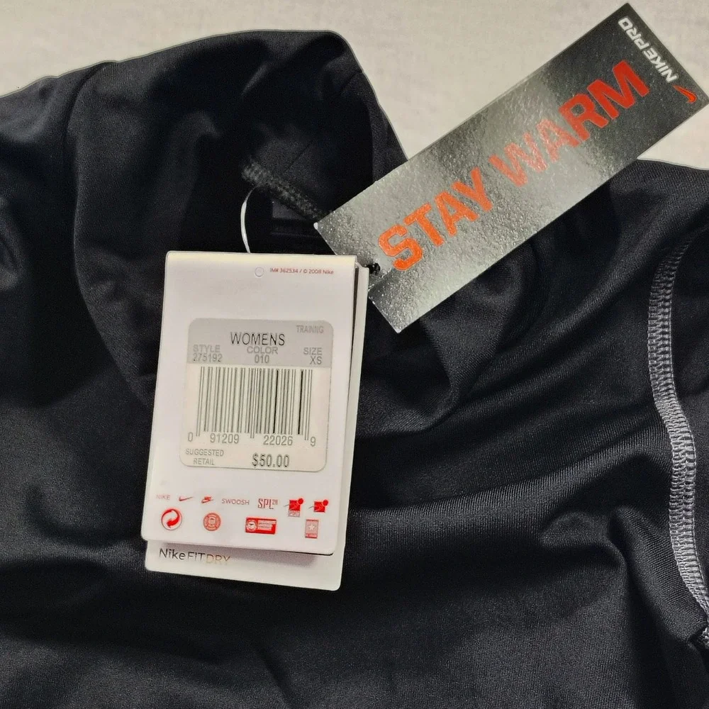 Nike Pro Tight Womens Black‎ Long Sleeve Mock Neck Training Top XS